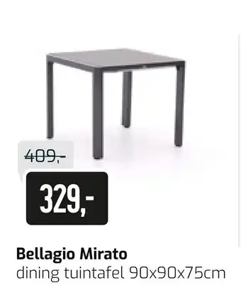 Kees Smit Bellagio mirato dining tuintafel 90x90x75cm aanbieding