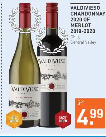 Gall & Gall Valdi Vieso Merlot 2019/2020 of Chardonnay 2020 750ml aanbieding