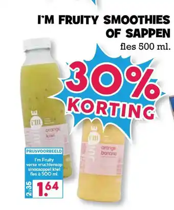 Boon`s Markt I'm fruity smoothies of sappen 500 ml aanbieding