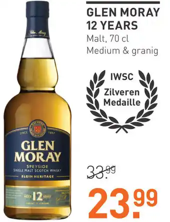 Gall & Gall Glen Moray Scotch Whisky 12 years Elgin Heritage 700ml aanbieding