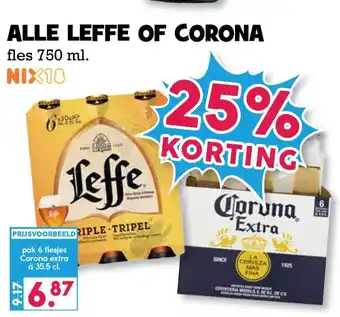 Boon`s Markt Alle leffe of corona 750 ml aanbieding