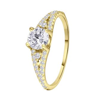 Lucardi Zilveren goldplated ring met zirkonia aanbieding