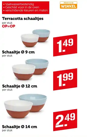 Coop Terracotta schaaltjes aanbieding