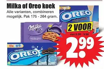 Dirk Milka of oreo koek 175-264 gram aanbieding