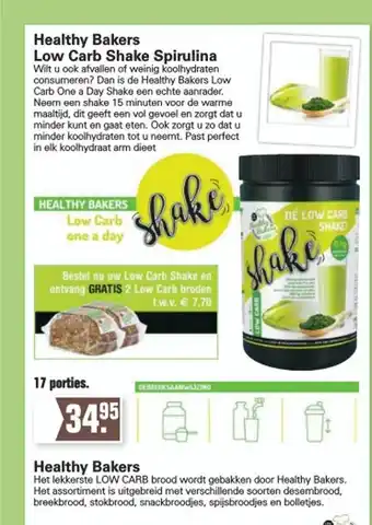 Drogist Bewust Beter Healthy bakers low carb shake spirulina aanbieding