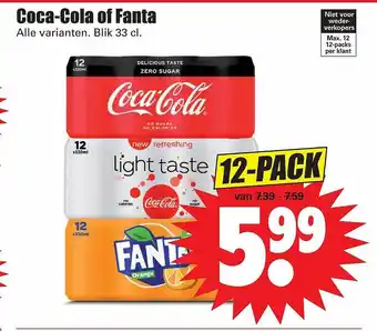 Dirk Coca-cola of fanta 33 cl aanbieding