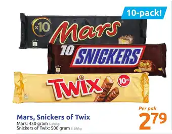 Action Mars, snickers of twix 500g aanbieding