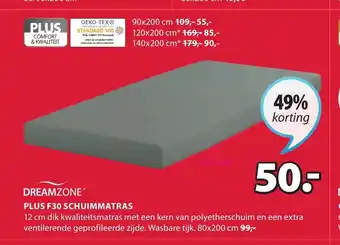 Jysk Plus F30 Schuimmatras 80 x 200 cm aanbieding