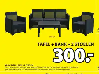 Jysk Molde tafel + bank + 2 stoelen B78 x L59 x H43 cm aanbieding