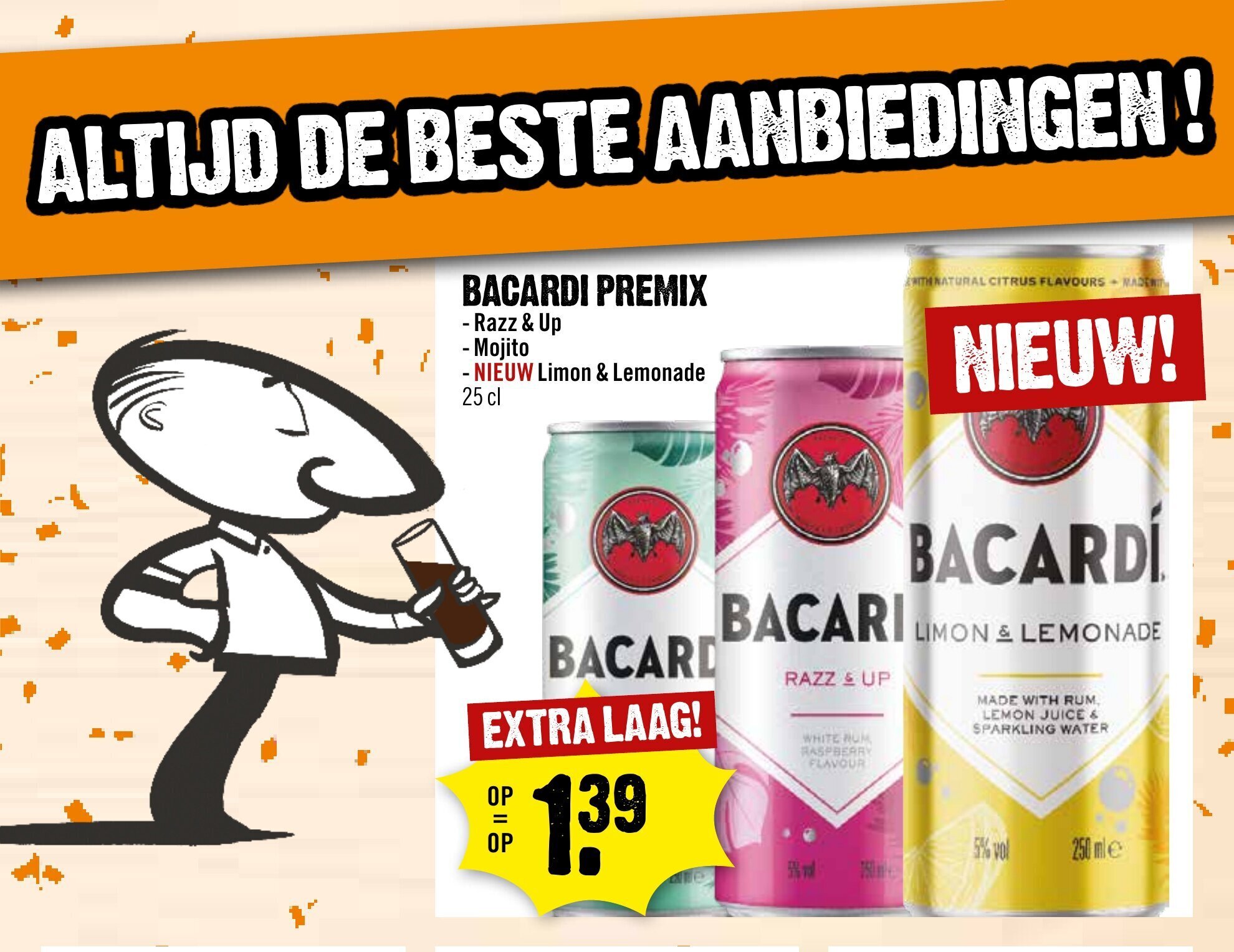 Bacardi premix 25 cl aanbieding bij Dirck 3