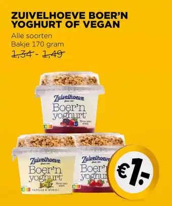 Jumbo Zuivelhoeve Boer'n Yoghurt Of Vegan 170 gram aanbieding