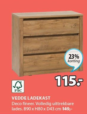 Jysk VEDDE LADEKAST aanbieding