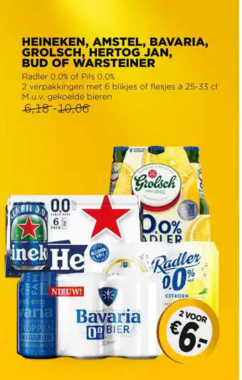 Jumbo Heineken, Amstel, Bavaria, Grolsch, Hertog Jan, Bud of Warsteiner 25-33 cl aanbieding