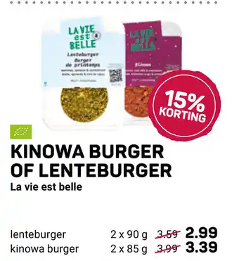 Ekoplaza Kinowa Burger Of Lenteburger 2 x 90 G aanbieding