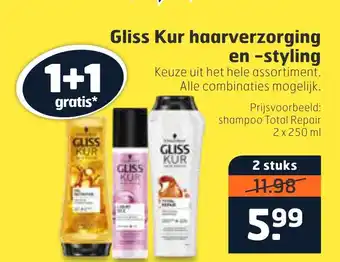 Trekpleister Gliss Kur haarverzorging en -styling 250 ml aanbieding