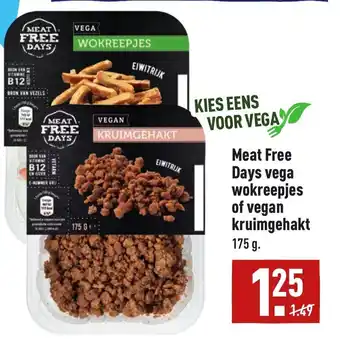 ALDI Meat free days vega wokreepjes of vegan kruimgehakt 175g aanbieding