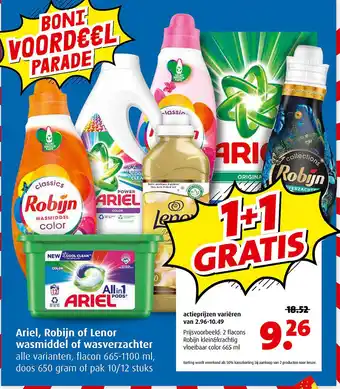 Boni Ariel, Robijn of Lenor wasmiddel of wasverzachter aanbieding