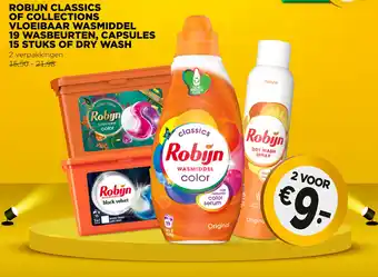 Jumbo ROBIJN CLASSICS OF COLLECTIONS VLOEIBAAR WASMIDDEL 19 WASBEURTEN, CAPSULES 15 STUKS OF DRY WASH aanbieding