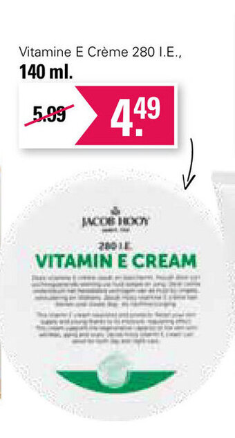 De Online Drogist Jacob Hooy Vitamine E Creme 280 I.E. 140 ml aanbieding