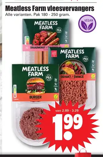 Dirk Meatless Farm vleesvervangers alle varianten. pak 180-250 gram aanbieding