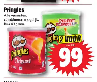 Dirk Pringles alle varianten 2 voor bus 40 gram aanbieding