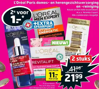 Trekpleister L'Oreal Paris Dames- en herengezichtsverzorging en -reiniging aanbieding