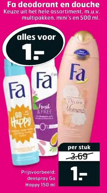 Trekpleister Fa deodorant of douche aanbieding