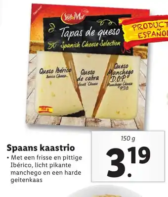 Lidl Spaans kaastrio 150g aanbieding