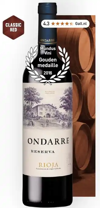 Gall & Gall Ondarre Rioja Reserva 2016 aanbieding