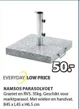 Jysk Namsos parasolvoet 45x45x6.5 cm aanbieding