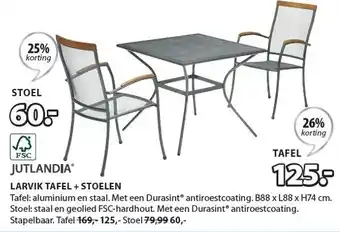 Jysk Larvik tafel+stoelen aanbieding