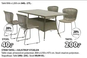 Jysk Strib tafel + hajstrup stoelen aanbieding