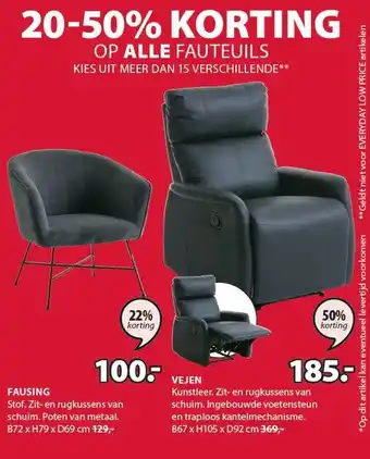 Jysk Op alle fauteuils aanbieding