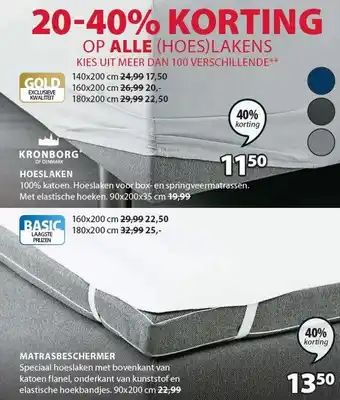 Jysk Op alle (hoes)lakens aanbieding