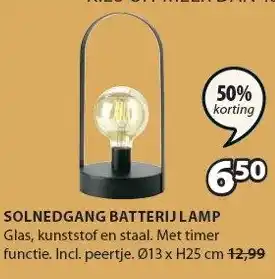 Jysk Solnedgang batterij lamp 13x25cm aanbieding