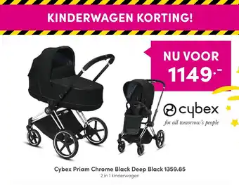 Baby & Tiener Cybex Priam Chrome Black Deep Black 2 in 1 kinderwagen aanbieding