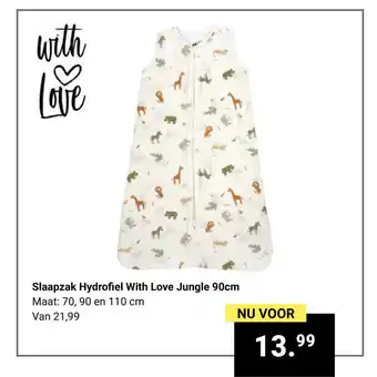 Van Asten BabySuperstore Slaapzak hydrofiel with love jungle 90cm aanbieding