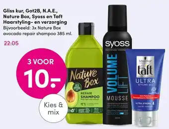 DA Gliss kur, Got2B, N.A.E., Nature Box, Syoss en Taft Haarstyling- en verzorging aanbieding