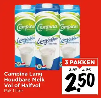Vomar Voordeelmarkt Campina Lang Houdbare Melk Vol of Halfvol aanbieding