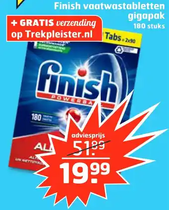 Trekpleister Finish vaatwastabletten gigapak aanbieding