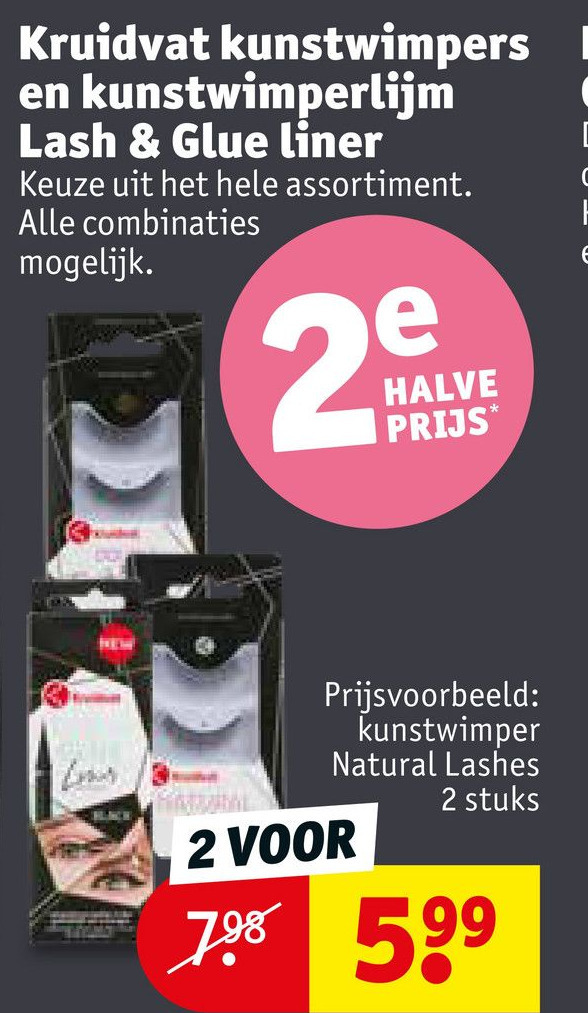Kruidvat kunstwimpers en kunstwimperlijm Lash & Glue liner aanbieding