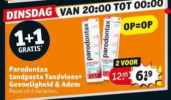 Kruidvat Parodontax tandpasta Tandvlees+ Gevoeligheid & Adem aanbieding