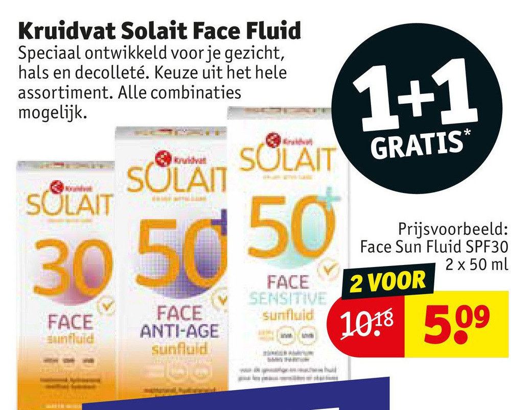Kruidvat Solait Face Fluid aanbieding bij Kruidvat