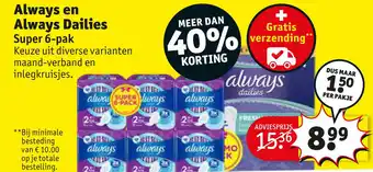 Kruidvat Always en Always Dailies Super 6-pak aanbieding