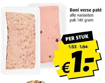 Boni Boni verse paté 140g aanbieding