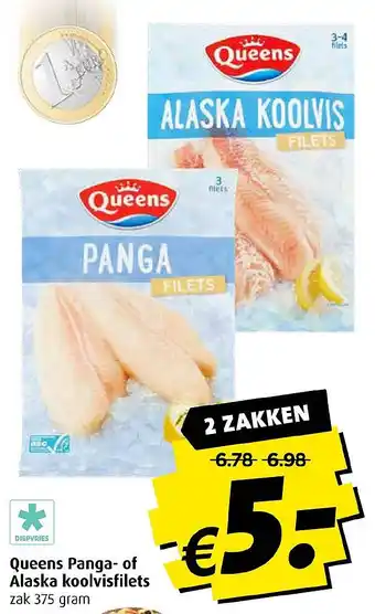 Boni Queens Panga- of Alaska koolvisfilets 375g aanbieding