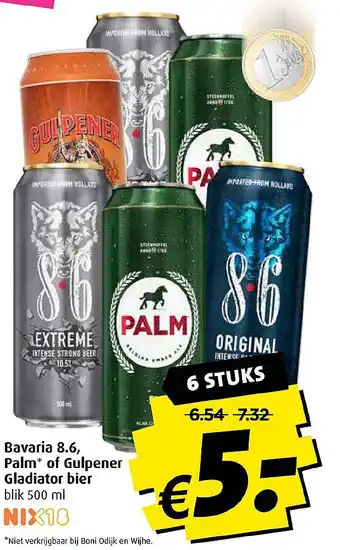 Boni Bavaria 8.6, Palm* of Gulpener Gladiator bier 500ml aanbieding