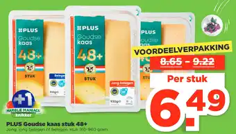 PLUS PLUS Goudse kaas stuk 48+ 910-960 gram aanbieding