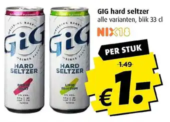 Boni GIG hard seltzer aanbieding