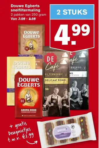 Hoogvliet Douwe Egberts snelkfiltermaling 250g aanbieding